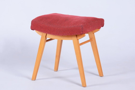 Originele Mid-Century Kruk, Bekleding, Beuken, Slowakije, jaren 60 – Západoslovenské nábytkárske závody (photo 6 of 7)