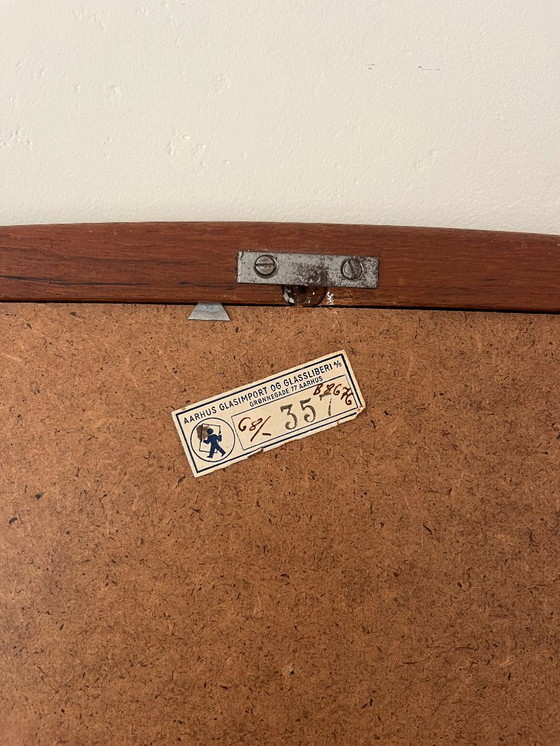 Image 1 of Vintage Deense teakhouten spiegel - prachtige randen - spiegel uit het midden van de vorige eeuw