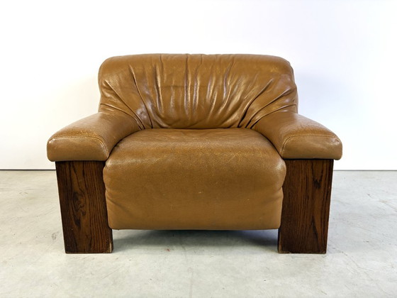 Brutalistischer Ledersessel, 1960er Jahre – Holz (photo 11 of 11)