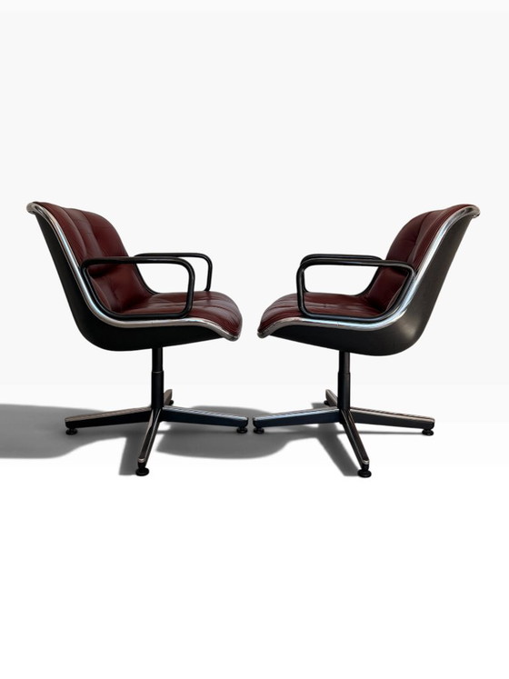 Paire de Fauteuils Executive Charles Pollock Knoll Cuir Bordeaux – Leather (photo 3 of 11)