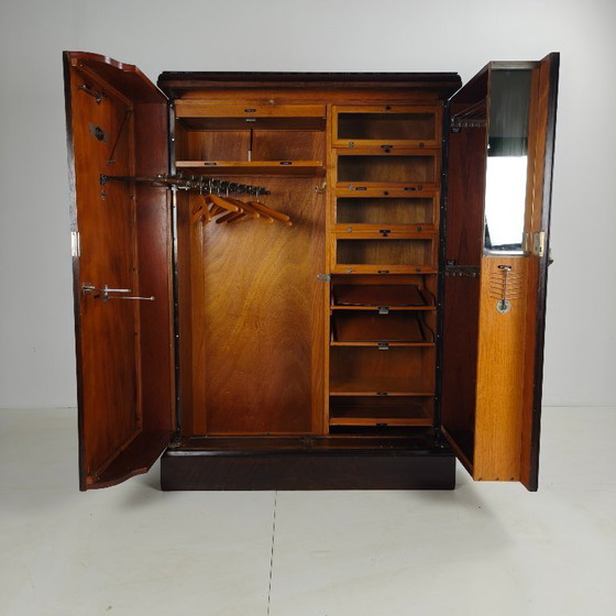 Image 1 of Herenkledingkast uit de jaren 1920 van mahonie en eikenhout, gemaakt door Compactom Ltd.