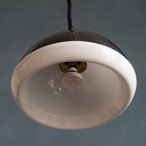 Image 1 of Lampada a sospensione vintage Space Age in grigio fumo e bianco