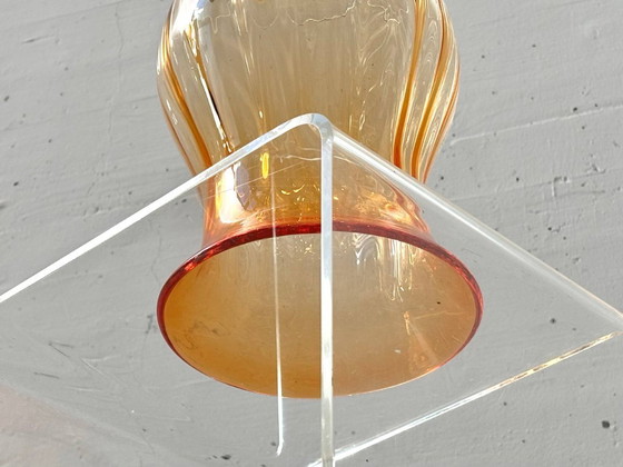 Image 1 of Jarrón de cristal de Murano en color ámbar anaranjado, Italia, década de 1960.