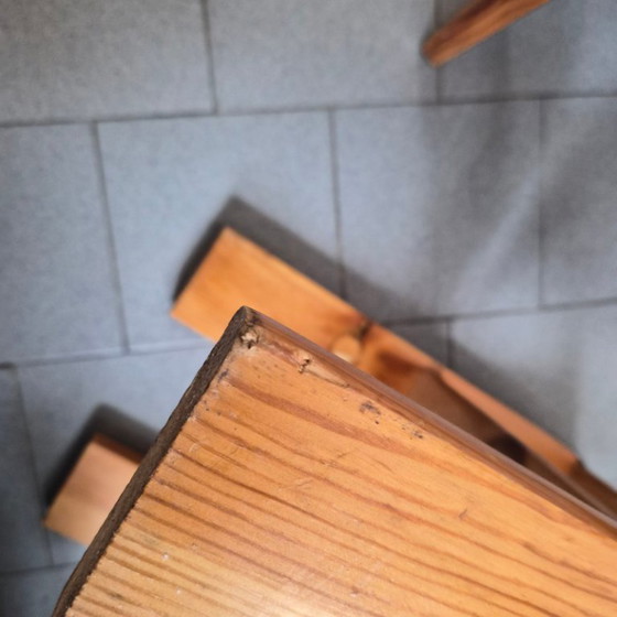 Image 1 of SET OF 4 VINTAGE 1970S PINE SIDE TABLES/BEDSIDE TABLES/LUGGAGE RACK/STOOFS