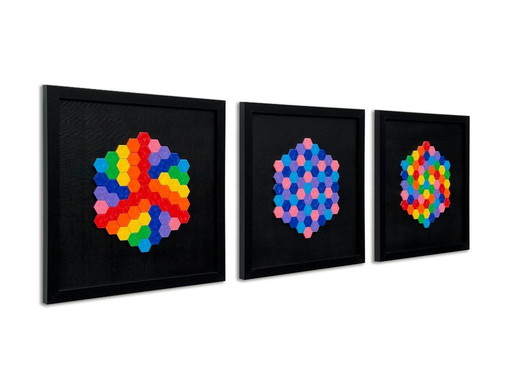 Frammenti di caleidoscopio (set di 3 - Decorazione da parete)