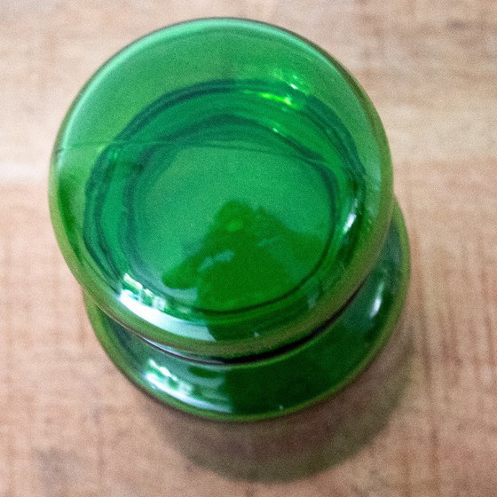 Pot d'apothicaire vintage belge en verre vert à couvercle bulbeux – Objets déco, Glass (photo 3 of 7)