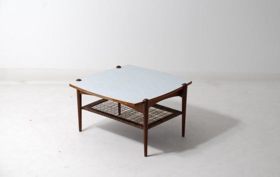 Table basse vintage en teck avec cannage, années 1960 – Louis van Teeffelen, Tables basses, Bois (photo 4 of 15)