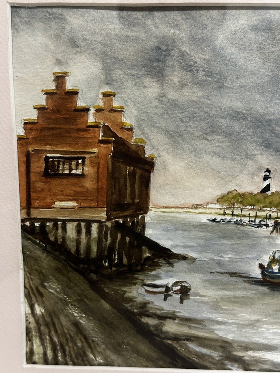 Image 1 of Pierre Baudemont - Watercolor Seascape - Port View