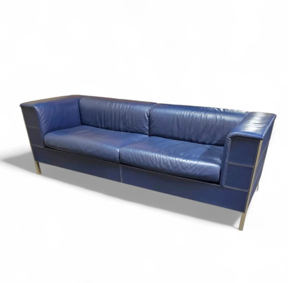 Poltrona Frau set / donkerblauw leer / Talus / bank - stoelen / 3-zits / 2 x loungestoelen – Loungesets (photo 11 of 14)
