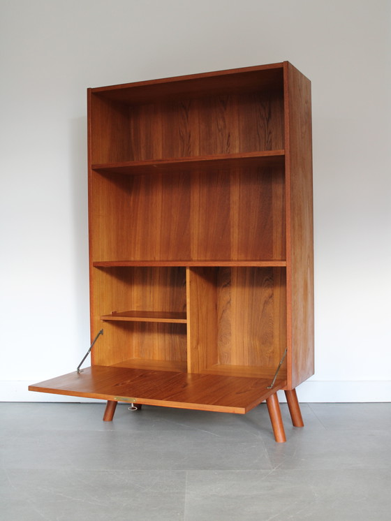 Vintage Deense Boekenkast Met Klep In Teak – Boekenkasten, Wood (photo 3 of 9)
