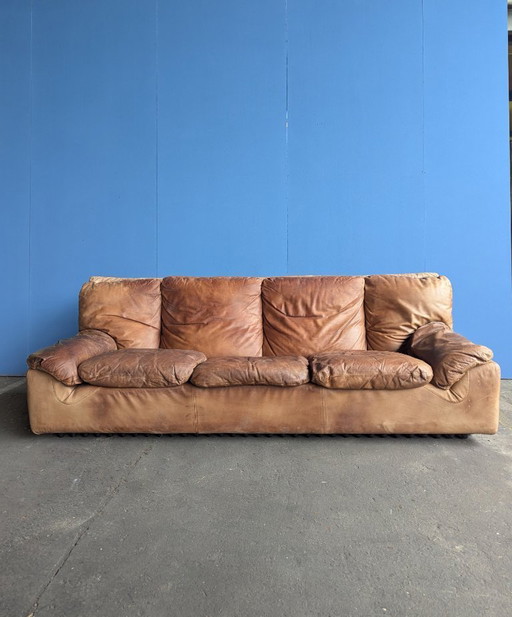 Canapé 3 places vintage en cuir italien, Brunati, années 1970