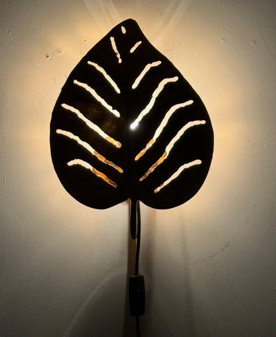 Image 1 of Lámpara de hoja/Monstera Lámpara de hoja al estilo de Maison Jansen, Francia, años 80
