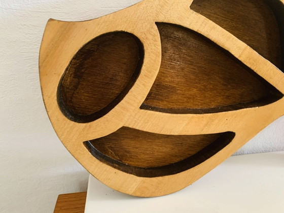 Image 1 of Vintage, Scandinavische houten vissculptuur van A. Hiben, 1977.