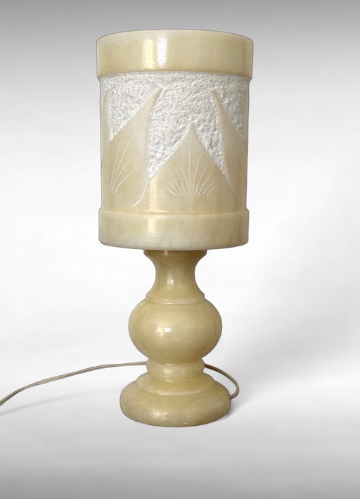 Vintage alabaster lamp albast jaren 70 tafellamp steen lamp