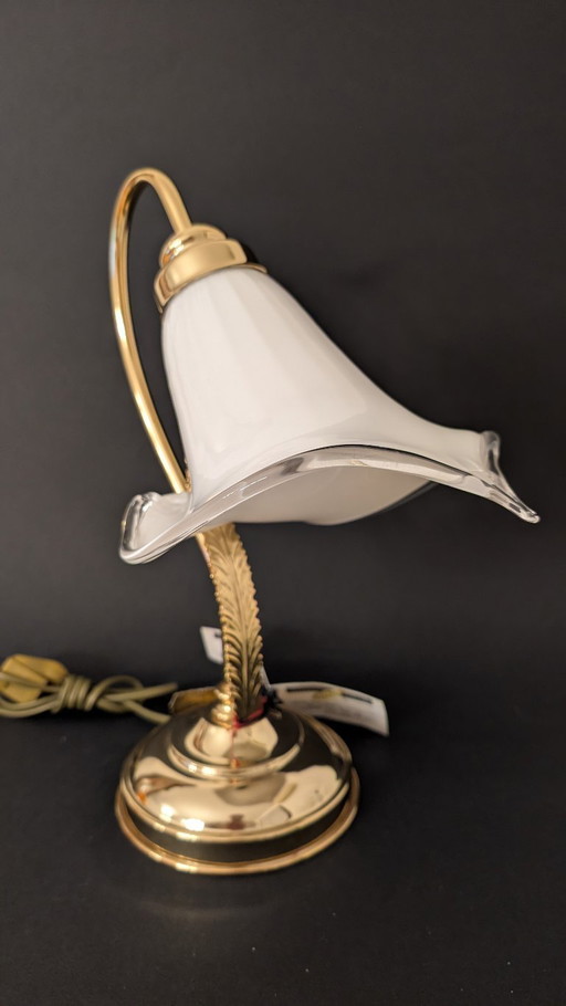Elegantes Paar Murano-Calla-Lampen, Vintage, neuwertig, 24 Karat Gold