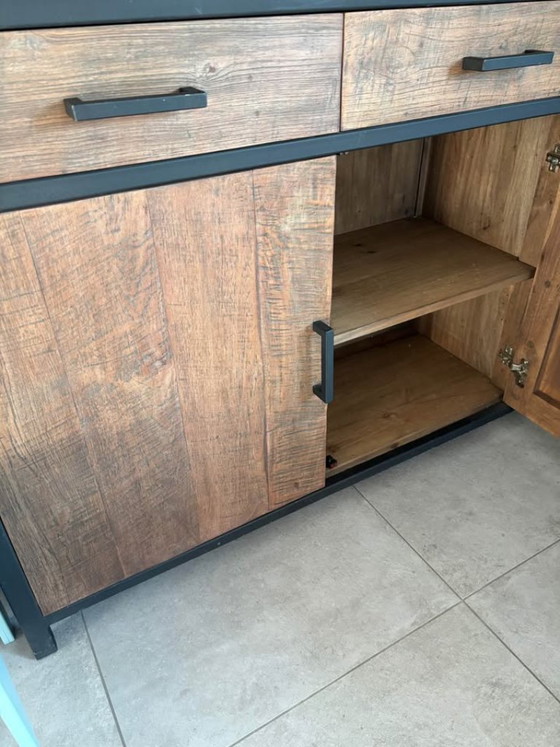 Beautiful solid cabinet made of recycled Java teak with a metal frame – Wood (photo 5 of 7)