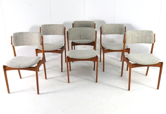 Image 1 of Set of 6 Erik Buch O.D. Mobler Chairs Model 49 Upholstered Vintage