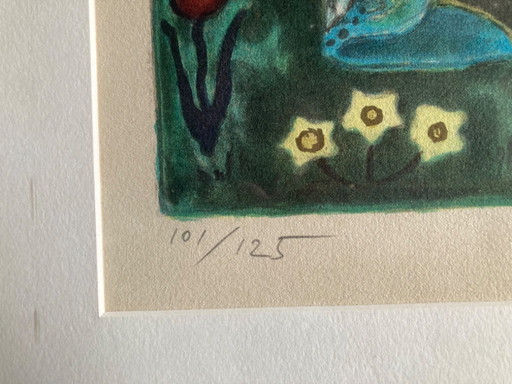 Litografía ‘Niña con flauta’ Irene Awret