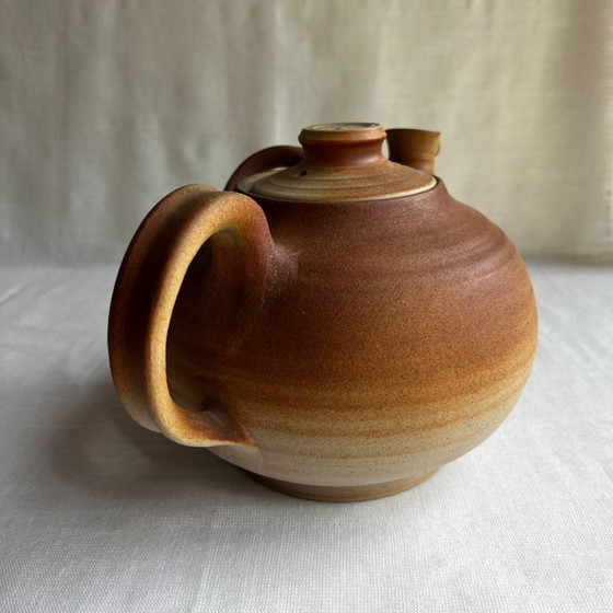 Image 1 of Deense steengoed theepot uit de jaren 70 van Karlslunde Keramik - Sculpturale Wabi Sabi