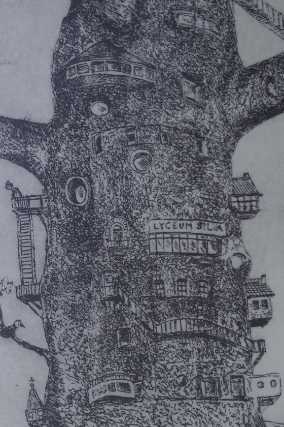 Image 1 of Etching - Reuzenwoonboom / Village in a tree