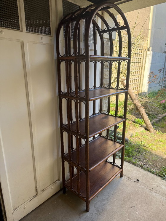 Image 1 of Vintage rattan freestanding shelf