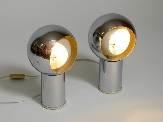 Image 1 of Paar schöne große Mid Century Space Age Chrom Tischlampen - Made in Italy