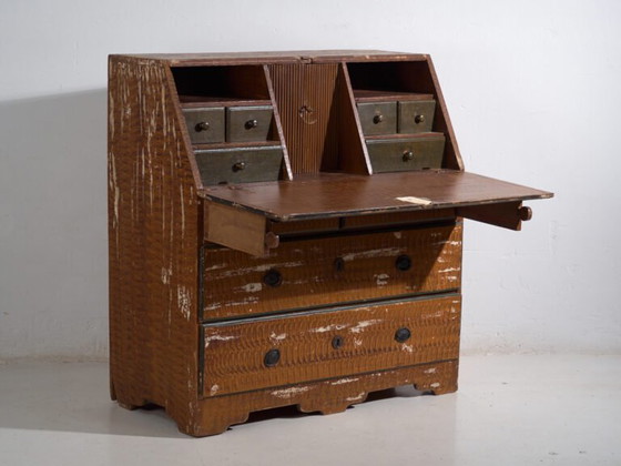 Antique Swedish painted slant front desk – Scandinavian folk bureau – Year 1783 – Wood (photo 19 of 40)