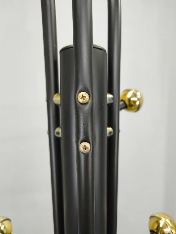 Image 1 of Italiaanse kapstok uit het midden van de 20e eeuw, zwart metaal, plastic en steen, jaren 70