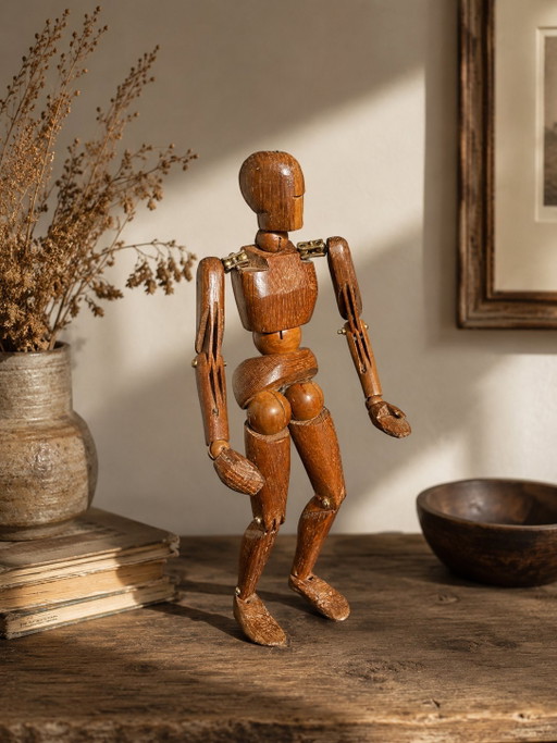 Sculptural Vintage Wooden Lay Figure with Aged Patina