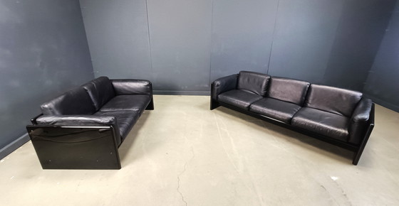 Image 1 of Ensemble de canapés vintage en laque et cuir par Kazuhide Takahama pour Studio Simon, 1970