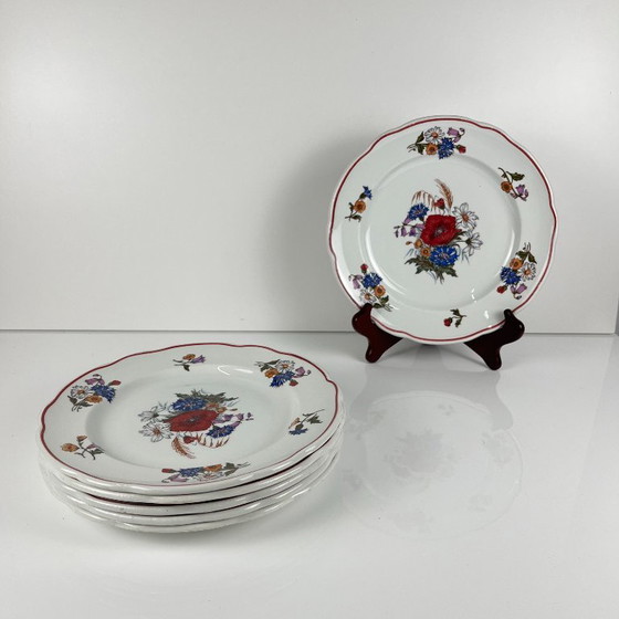 Set of 6 Dinner Plates "Agreste", Sarreguemines, Late 20th Century, Pyroblan – Crockery, Porcelain, Vintage (photo 2 of 13)