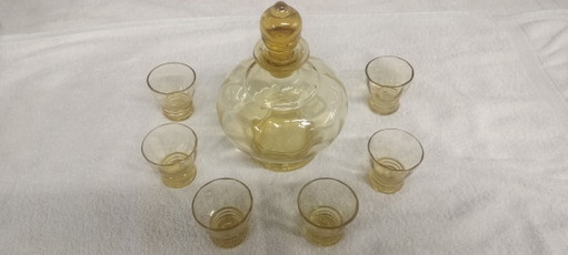 Boheemse Art Deco Liqueur set Karaft / shot glazen  Eldor / Topaz 