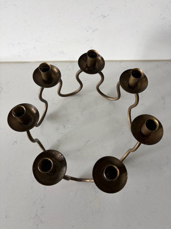 Portacandele vintage in ottone Lars Holmström, Arvika, 1950, Marrone (foto 5 di 8)