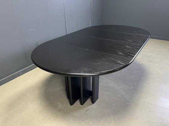 Image 1 of Vintage extendable black wooden dining table, 1980s