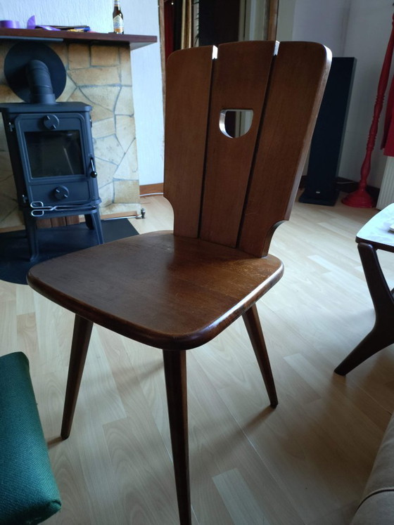 Vintage wooden brutalist Dining chairs, Brown (photo 4 of 5)
