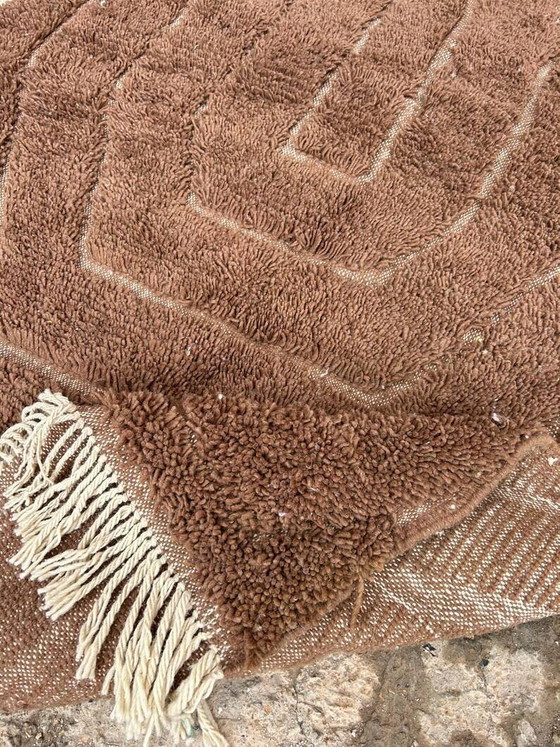 Tapis en laine marron traditionnel 250cm x 150cm – Wool (photo 3 of 8)