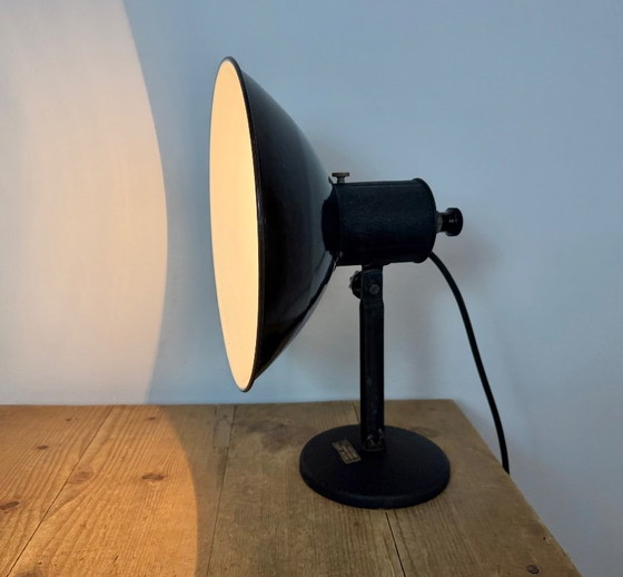 Vintage Industrial Black Enamel Table Lamp from EB, 1950s – Iron (photo 15 of 17)