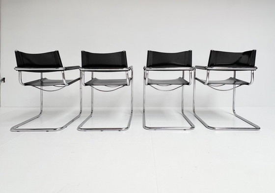 Image 1 of Satz von 4 Mart Stam S34 Lederstühlen, 1970er Jahre