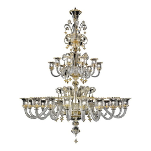 Imperial Style “Rigadin” Murano Glass Chandelier in Venetian Design