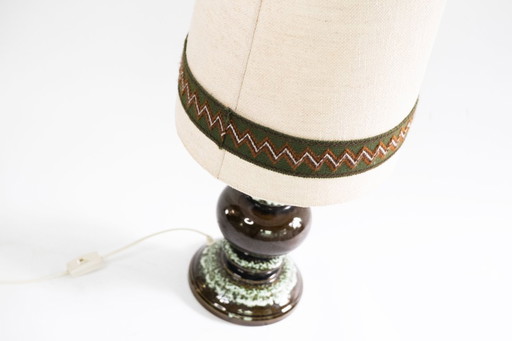 Vintage keramieken tafellamp met stoffen kap
