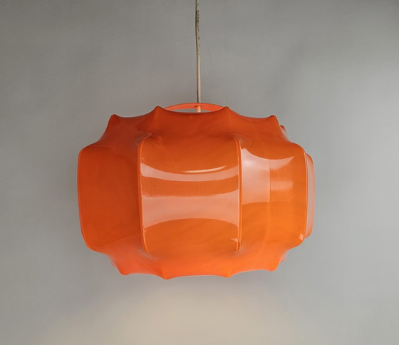 Image 1 of Lampada a sospensione arancione dell'era spaziale di Ilka Plast