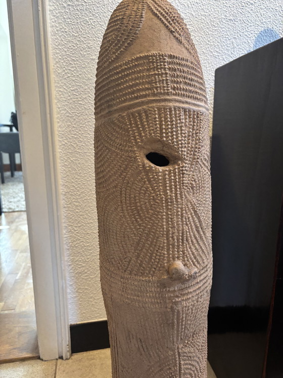 Rare Antique Terracotta Bura Urn / Grave Stele, Niger, Sculpture, Ceramic, Brown (photo 3 of 7)