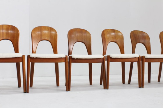 Image 1 of Vintage Deense Mid Century eetkamer stoelen Niels Koefoed teak , set van 10