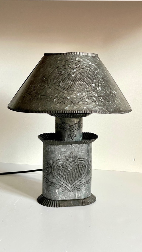 Image 1 of Vintage Zinc Heart Lamp