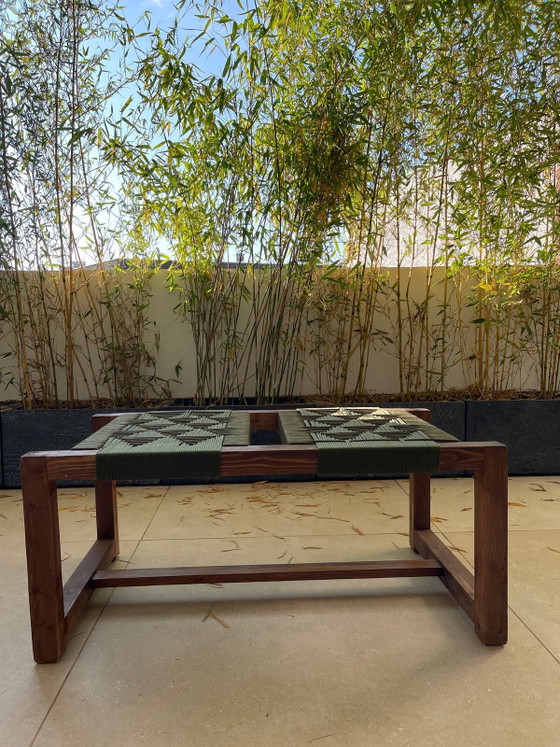 Silla de Diseño en Madera Maciza y Tejido Bouclé 90x50x40cm – Bancos, Wood, Nylon (photo 3 of 8)
