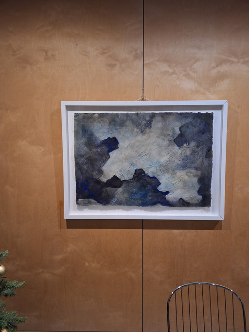 Prachtig groot abstract schilderij op een zwevend canvas.