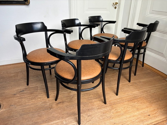 6x black Thonet style Armchairs with leather seat – Wood (photo 13 of 17)