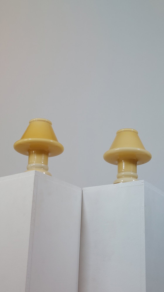 Image 1 of Pair of vintage glass table lamps bedside lamps