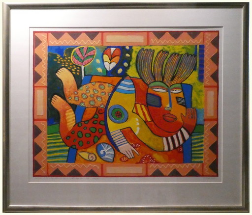 CLEMENS BRIELS - Sérigraphie rare des Caraïbes « Antigua : 365 jours de paradis ! » | 132/175 | 95 x 110 cm