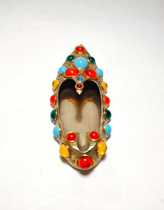 Image 1 of Brass and crystal ashtray. Spain, 1960s.